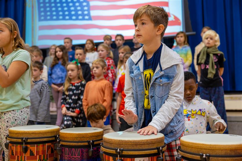 Students play instruments